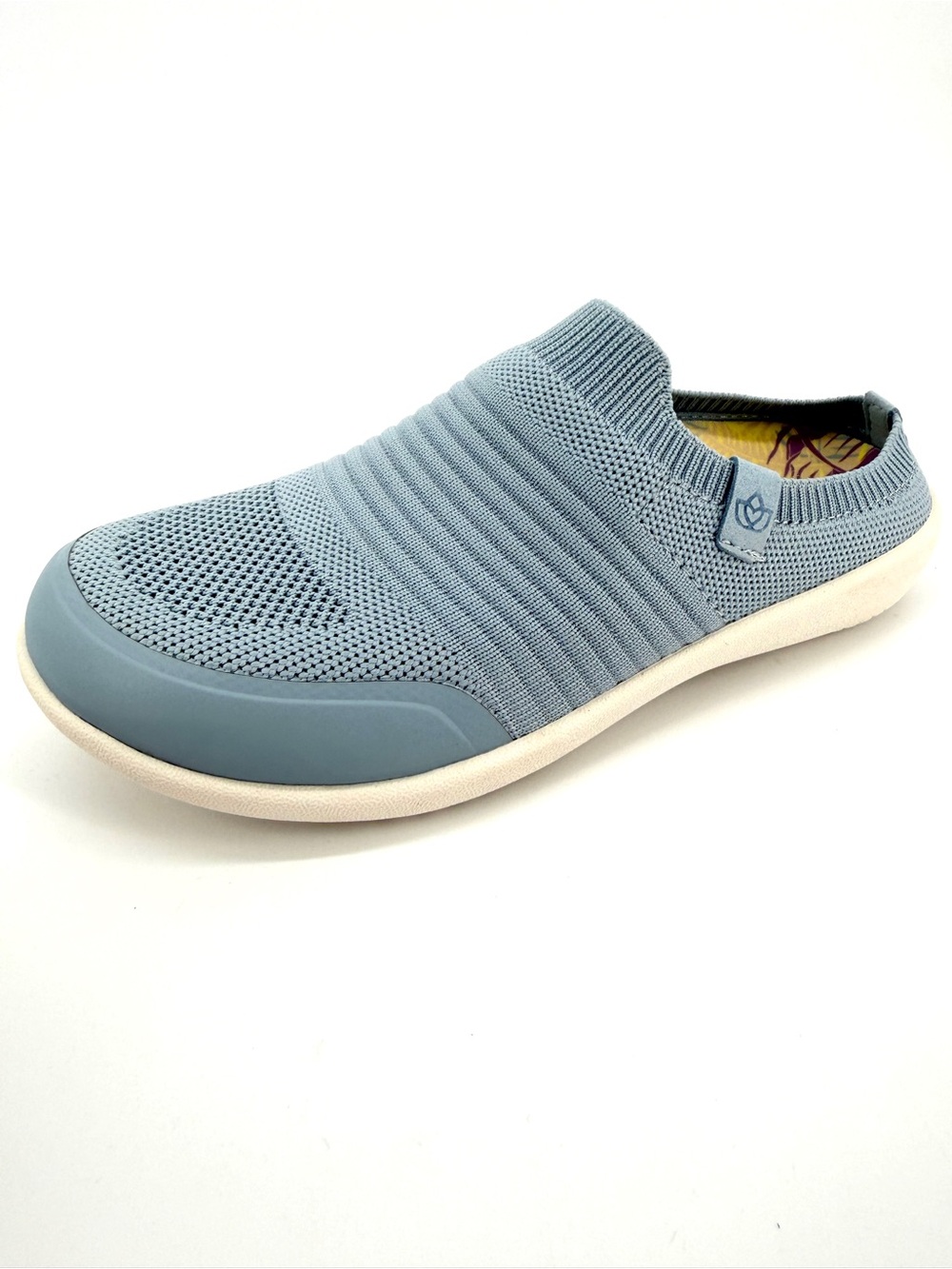 Spenco Blissful Knit Orthotic Slip On Mule Clog Walking Shoes Light Blue 5.5 NEW